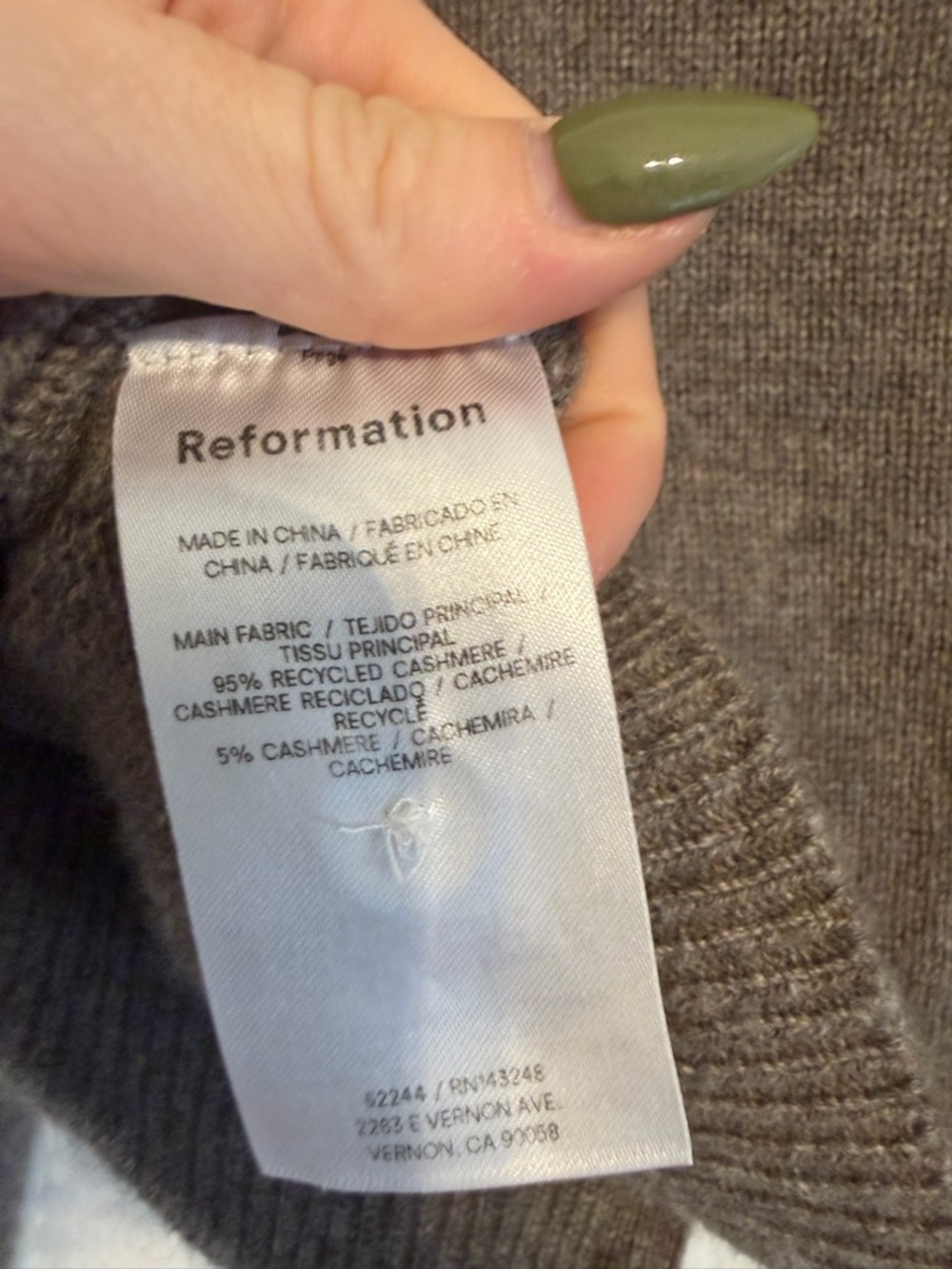 Reformation Taupe Brown Button-Front Wool Blend Cardigan - Picture 6 of 7